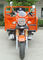 Motocicleta anaranjada del triciclo del cargo del policía motorizado del chino 3 con el reposapiés grande